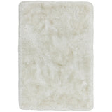 Plush Luxury Super Thick Heavyweight High-Density Hand-Woven Soft High-Pile Plain Polyester Tonal Textured Metallic Shimmer Shaggy Ivory/White Rug 160 x 230 cm