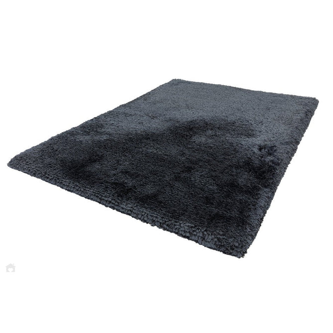 Plush Luxury Super Thick Heavyweight High-Density Hand-Woven Soft High-Pile Plain Polyester Tonal Textured Metallic Shimmer Shaggy Navy Blue Round Rug-Asiatic Carpets-Rug Love - The Most Loved Rug Store