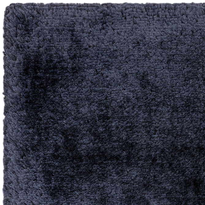 Plush Luxury Super Thick Heavyweight High-Density Hand-Woven Soft High-Pile Plain Polyester Tonal Textured Metallic Shimmer Shaggy Navy Blue Round Rug-Asiatic Carpets-Rug Love - The Most Loved Rug Store