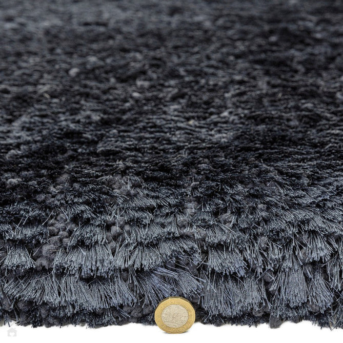 Plush Luxury Super Thick Heavyweight High-Density Hand-Woven Soft High-Pile Plain Polyester Tonal Textured Metallic Shimmer Shaggy Navy Blue Round Rug-Asiatic Carpets-Rug Love - The Most Loved Rug Store