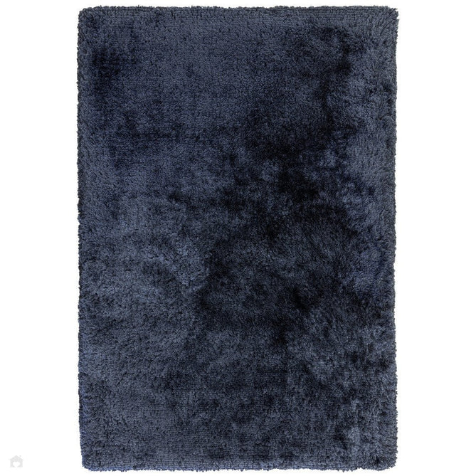 Plush Luxury Super Thick Heavyweight High-Density Hand-Woven Soft High-Pile Plain Polyester Tonal Textured Metallic Shimmer Shaggy Navy Blue Round Rug-Asiatic Carpets-Rug Love - The Most Loved Rug Store