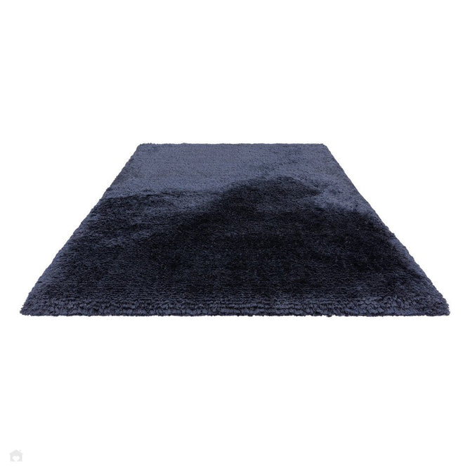Plush Luxury Super Thick Heavyweight High-Density Hand-Woven Soft High-Pile Plain Polyester Tonal Textured Metallic Shimmer Shaggy Navy Blue Rug-Asiatic Carpets-Rug Love - The Most Loved Rug Store