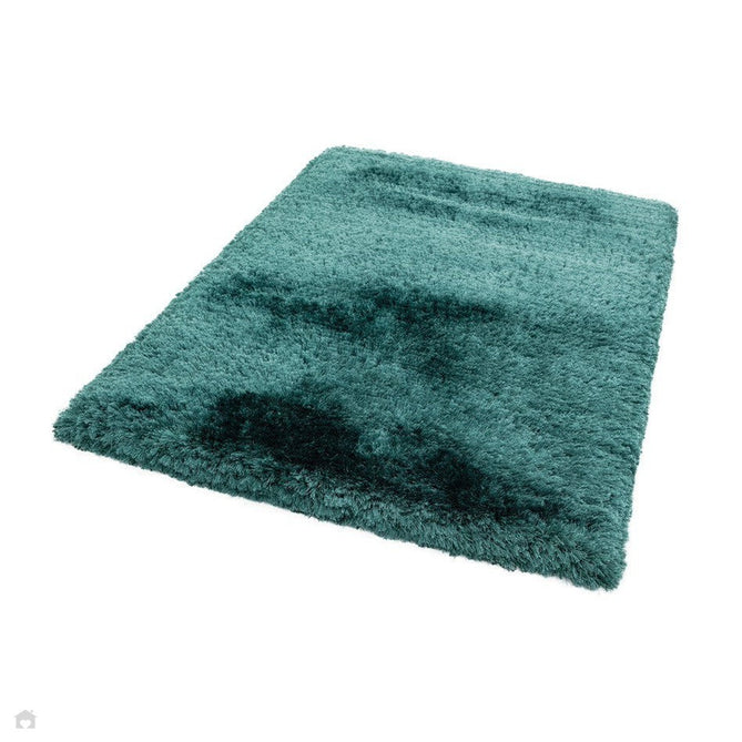 Plush Luxury Super Thick Heavyweight High-Density Hand-Woven Soft High-Pile Plain Polyester Tonal Textured Metallic Shimmer Shaggy Petrol Rug-Asiatic Carpets-Rug Love - The Most Loved Rug Store