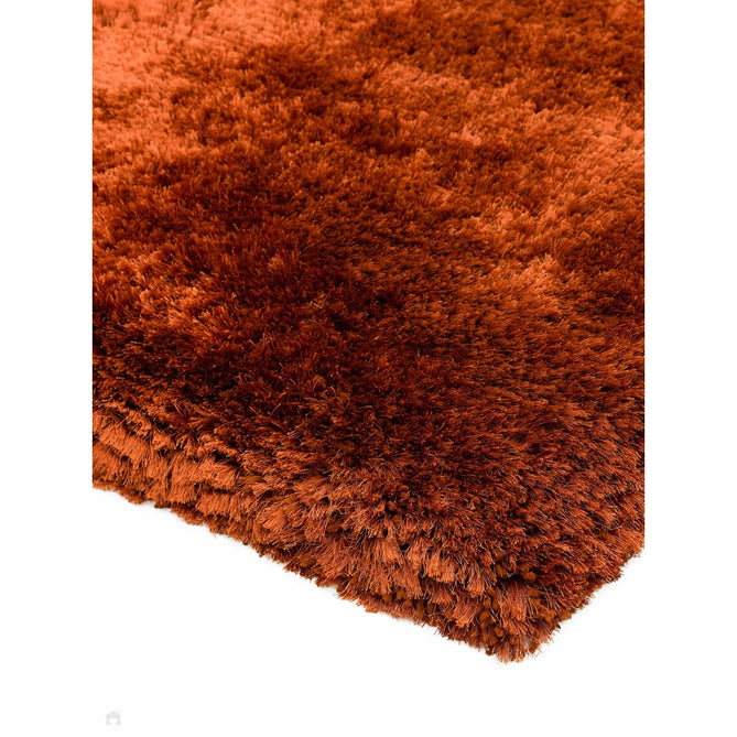 Plush Luxury Super Thick Heavyweight High-Density Hand-Woven Soft High-Pile Plain Polyester Tonal Textured Metallic Shimmer Shaggy Rust Round Rug-Asiatic Carpets-Rug Love - The Most Loved Rug Store