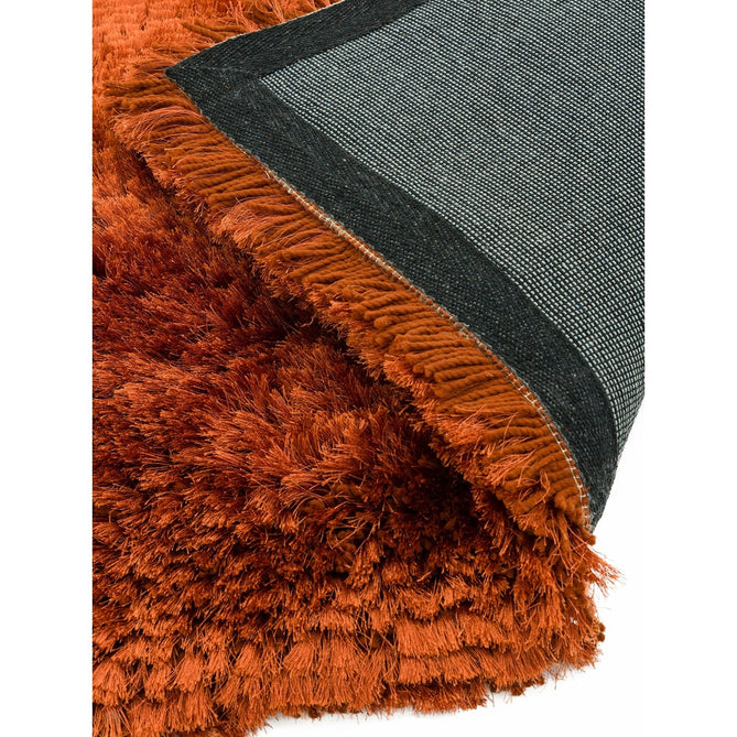 Plush Luxury Super Thick Heavyweight High-Density Hand-Woven Soft High-Pile Plain Polyester Tonal Textured Metallic Shimmer Shaggy Rust Round Rug-Asiatic Carpets-Rug Love - The Most Loved Rug Store