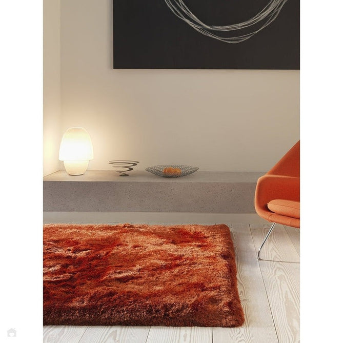 Plush Luxury Super Thick Heavyweight High-Density Hand-Woven Soft High-Pile Plain Polyester Tonal Textured Metallic Shimmer Shaggy Rust Rug-Asiatic Carpets-Rug Love - The Most Loved Rug Store
