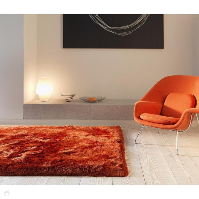 Plush Luxury Super Thick Heavyweight High-Density Hand-Woven Soft High-Pile Plain Polyester Tonal Textured Metallic Shimmer Shaggy Rust Rug-Asiatic Carpets-Rug Love - The Most Loved Rug Store