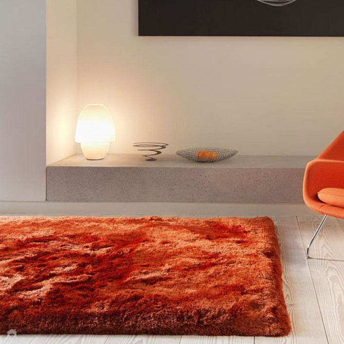 Plush Luxury Super Thick Heavyweight High-Density Hand-Woven Soft High-Pile Plain Polyester Tonal Textured Metallic Shimmer Shaggy Rust Rug-Asiatic Carpets-Rug Love - The Most Loved Rug Store