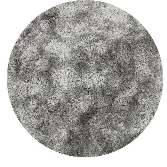 Plush Luxury Super Thick Heavyweight High-Density Hand-Woven Soft High-Pile Plain Polyester Tonal Textured Metallic Shimmer Shaggy Silver Round Rug-Asiatic Carpets-Rug Love - The Most Loved Rug Store