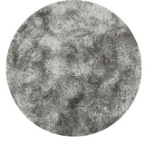 Plush Luxury Super Thick Heavyweight High-Density Hand-Woven Soft High-Pile Plain Polyester Tonal Textured Metallic Shimmer Shaggy Silver Round Rug
