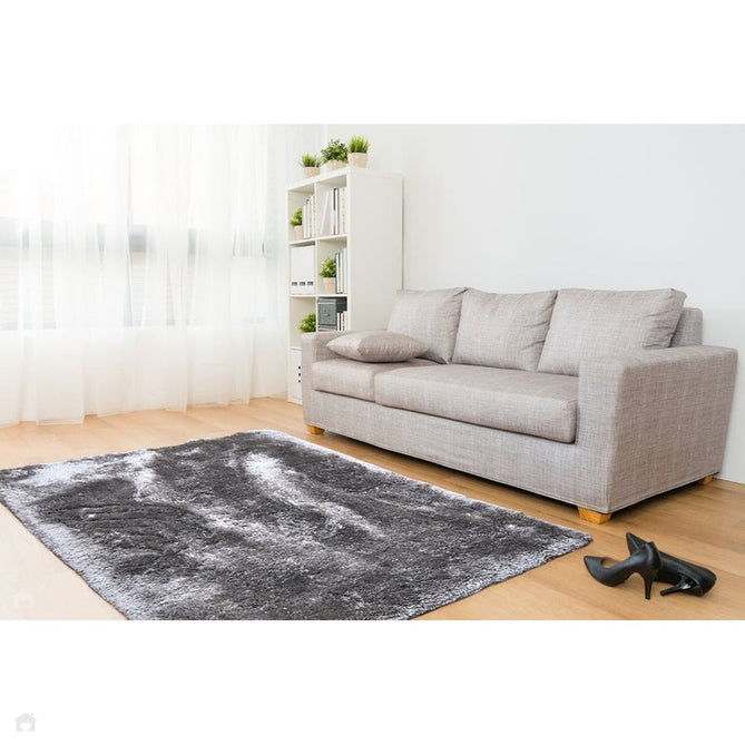 Plush Luxury Super Thick Heavyweight High-Density Hand-Woven Soft High-Pile Plain Polyester Tonal Textured Metallic Shimmer Shaggy Silver Rug-Asiatic Carpets-Rug Love - The Most Loved Rug Store