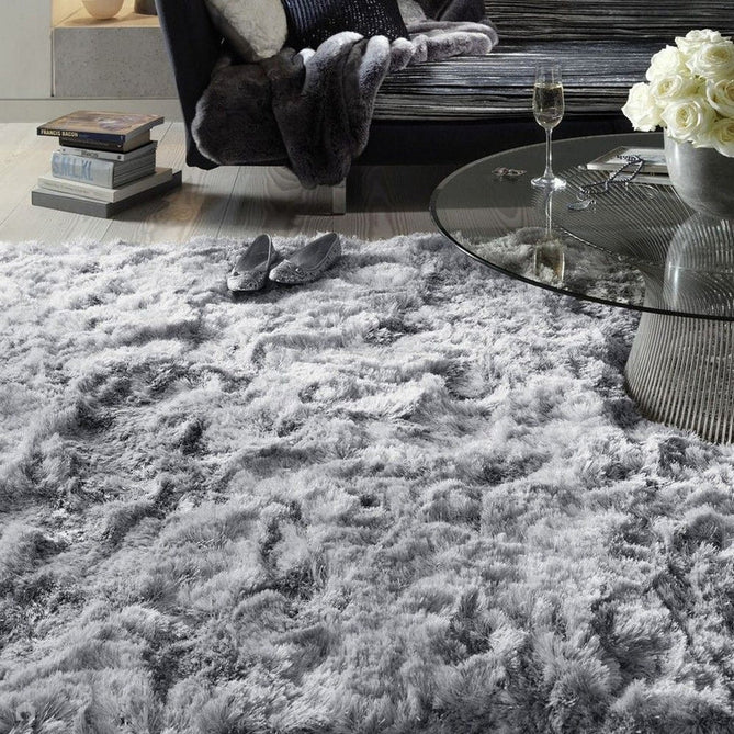 Plush Luxury Super Thick Heavyweight High-Density Hand-Woven Soft High-Pile Plain Polyester Tonal Textured Metallic Shimmer Shaggy Silver Rug-Asiatic Carpets-Rug Love - The Most Loved Rug Store