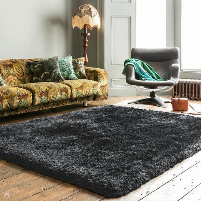 Plush Luxury Super Thick Heavyweight High-Density Hand-Woven Soft High-Pile Plain Polyester Tonal Textured Metallic Shimmer Shaggy Slate Rug-Asiatic Carpets-Rug Love - The Most Loved Rug Store