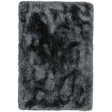 Plush Luxury Super Thick Heavyweight High-Density Hand-Woven Soft High-Pile Plain Polyester Tonal Textured Metallic Shimmer Shaggy Slate Rug