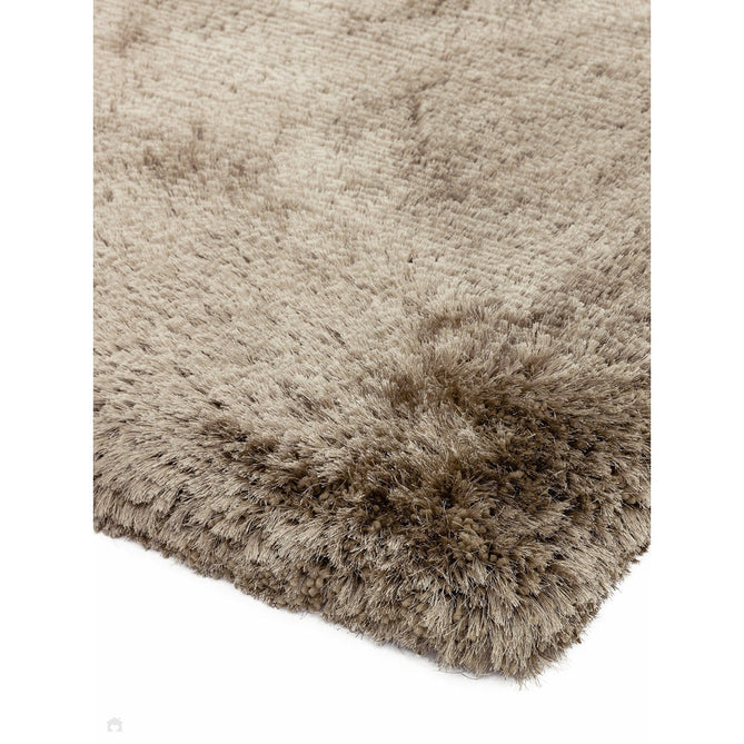 Plush Luxury Super Thick Heavyweight High-Density Hand-Woven Soft High-Pile Plain Polyester Tonal Textured Metallic Shimmer Shaggy Taupe Round Rug-Asiatic Carpets-Rug Love - The Most Loved Rug Store