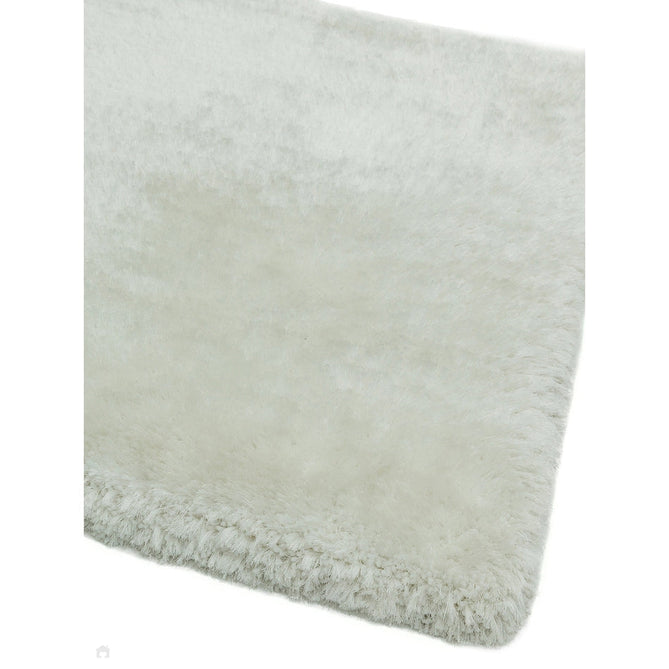 Plush Luxury Super Thick Heavyweight High-Density Hand-Woven Soft High-Pile Plain Polyester Tonal Textured Metallic Shimmer Shaggy White Round Rug-Asiatic Carpets-Rug Love - The Most Loved Rug Store