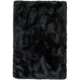 Plush Super Thick Heavyweight High-Density Luxury Hand-Woven Soft High-Pile Plain Polyester Shaggy Black Rug