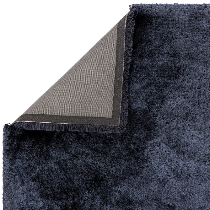 Plush Super Thick Heavyweight High-Density Luxury Hand-Woven Soft High-Pile Plain Polyester Shaggy Navy Blue Round Rug-Asiatic Carpets-Rug Love - The Most Loved Rug Store