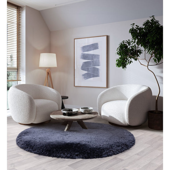 Plush Super Thick Heavyweight High-Density Luxury Hand-Woven Soft High-Pile Plain Polyester Shaggy Navy Blue Round Rug-Asiatic Carpets-Rug Love - The Most Loved Rug Store