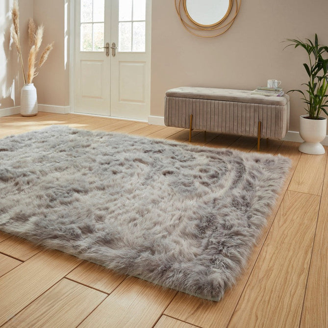 Polar Plush Plain Super Soft Fluffy Faux Fur Feel Textured Ultra Fine Yarn Acrylic Hand-Tufted Wispy Long Strand Shaggy Grey Rug-Think Rugs-Rug Love - The Most Loved Rug Store