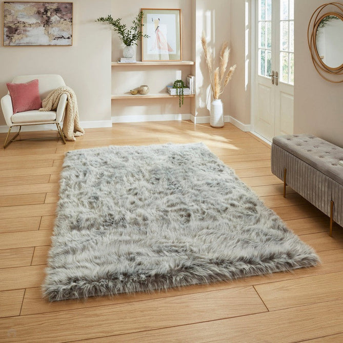 Polar Plush Plain Super Soft Fluffy Faux Fur Feel Textured Ultra Fine Yarn Acrylic Hand-Tufted Wispy Long Strand Shaggy Light Grey Rug-Think Rugs-Rug Love - The Most Loved Rug Store