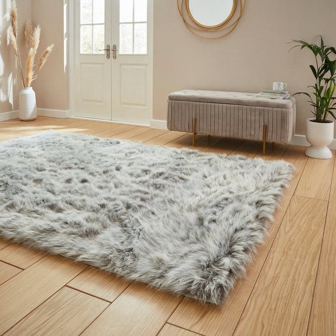 Polar Plush Plain Super Soft Fluffy Faux Fur Feel Textured Ultra Fine Yarn Acrylic Hand-Tufted Wispy Long Strand Shaggy Light Grey Rug-Think Rugs-Rug Love - The Most Loved Rug Store