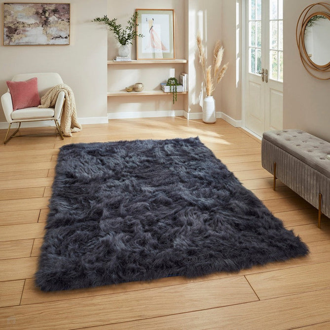 Polar Plush Plain Super Soft Fluffy Faux Fur Feel Textured Ultra Fine Yarn Acrylic Hand-Tufted Wispy Long Strand Shaggy Navy Rug-Think Rugs-Rug Love - The Most Loved Rug Store
