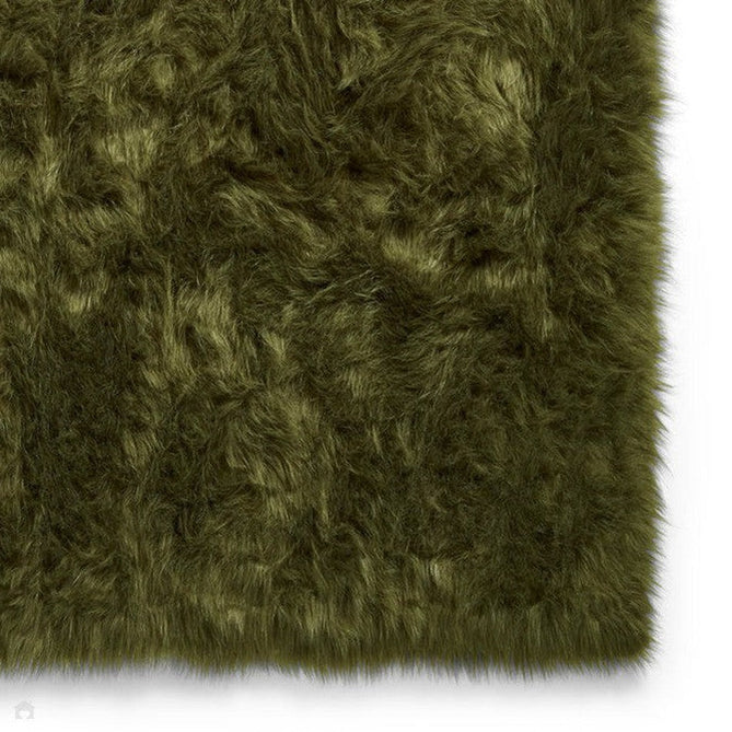 Polar Plush Plain Super Soft Fluffy Faux Fur Feel Textured Ultra Fine Yarn Acrylic Hand-Tufted Wispy Long Strand Shaggy Olive Green Rug-Think Rugs-Rug Love - The Most Loved Rug Store