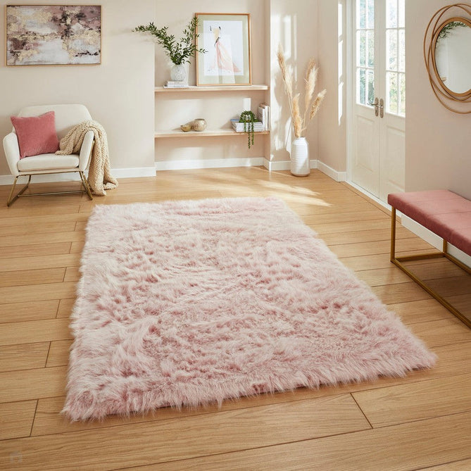Polar Plush Plain Super Soft Fluffy Faux Fur Feel Textured Ultra Fine Yarn Acrylic Hand-Tufted Wispy Long Strand Shaggy Rose Rug-Think Rugs-Rug Love - The Most Loved Rug Store