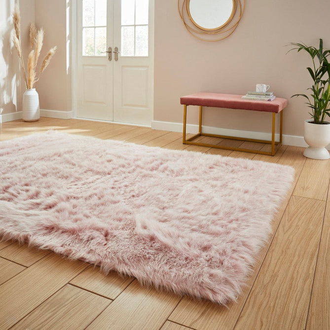 Polar Plush Plain Super Soft Fluffy Faux Fur Feel Textured Ultra Fine Yarn Acrylic Hand-Tufted Wispy Long Strand Shaggy Rose Rug-Think Rugs-Rug Love - The Most Loved Rug Store