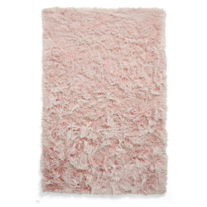 Polar Plush Plain Super Soft Fluffy Faux Fur Feel Textured Ultra Fine Yarn Acrylic Hand-Tufted Wispy Long Strand Shaggy Rose Rug 120 x 170 cm