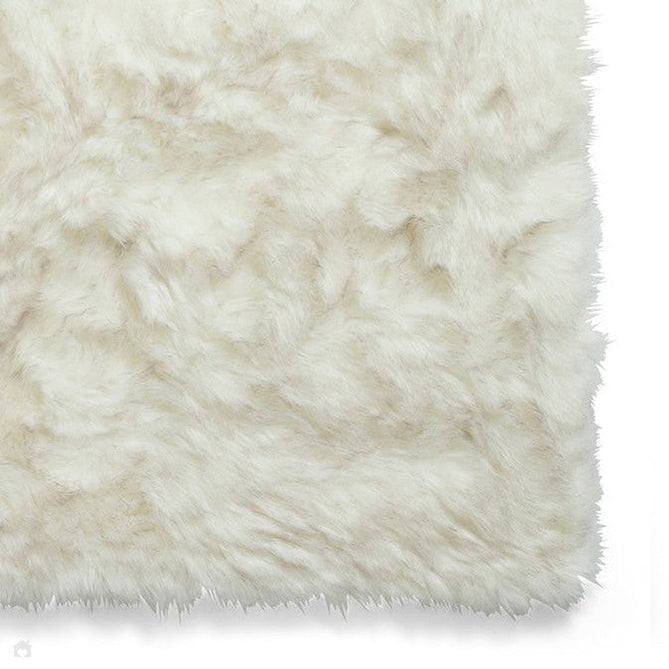 Polar Plush Plain Super Soft Fluffy Faux Fur Feel Textured Ultra Fine Yarn Acrylic Hand-Tufted Wispy Long Strand Shaggy White/Grey Rug-Think Rugs-Rug Love - The Most Loved Rug Store