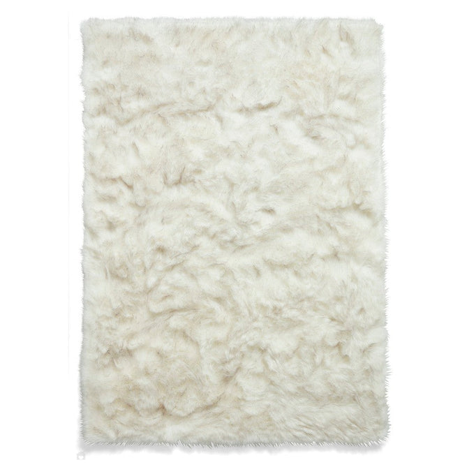 Polar Plush Plain Super Soft Fluffy Faux Fur Feel Textured Ultra Fine Yarn Acrylic Hand-Tufted Wispy Long Strand Shaggy White/Grey Rug-Think Rugs-Rug Love - The Most Loved Rug Store