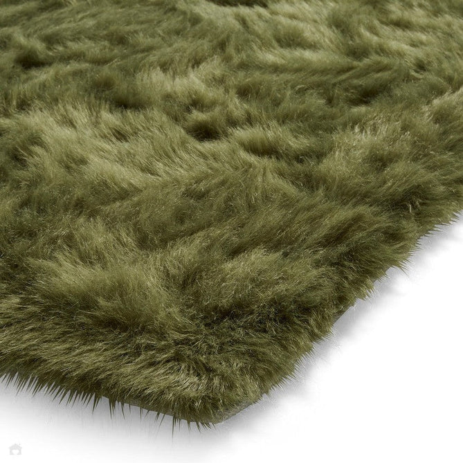 Polar Plush Super Soft Faux Feel Textured Fine Yarn Acrylic Hand-Tufted Long Pile Plain Shaggy Olive Green Rug-Think Rugs-Rug Love - The Most Loved Rug Store