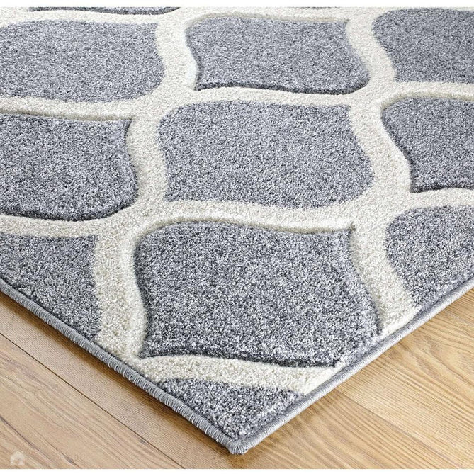 Portland 1095 1 Modern Geometric Arabesque Trellis Carved Durable Short Pile Grey/Cream Rug-Melrose-Rug Love - The Most Loved Rug Store