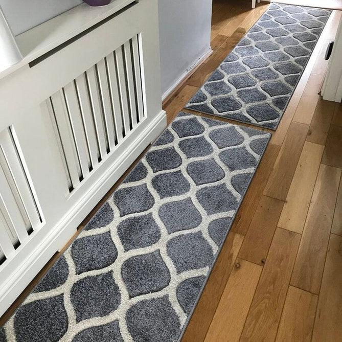Portland 1095 1 Modern Geometric Arabesque Trellis Carved Durable Short Pile Grey/Cream Rug-Melrose-Rug Love - The Most Loved Rug Store