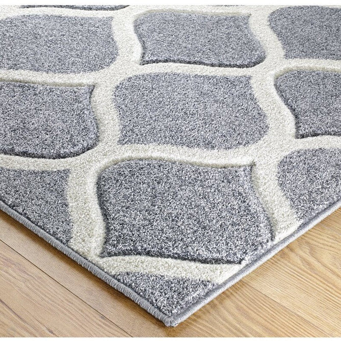 Portland 1095 1 Modern Geometric Arabesque Trellis Carved Durable Short Pile Grey/Cream Rug-Melrose-Rug Love - The Most Loved Rug Store