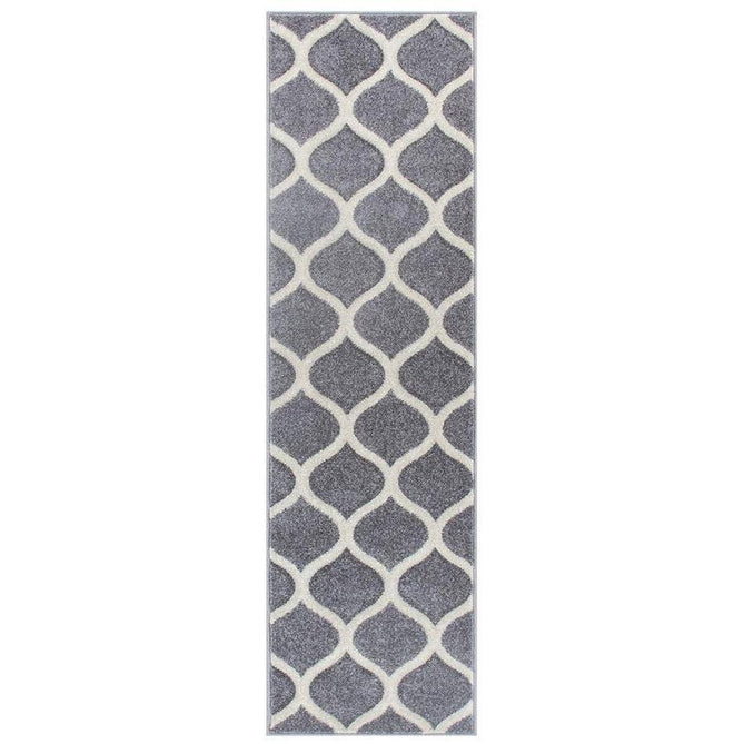 Portland 1095 1 Modern Geometric Arabesque Trellis Carved Durable Short Pile Grey/Cream Runner-Oriental Weavers-Rug Love - The Most Loved Rug Store