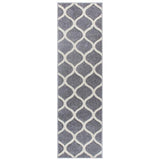 Portland 1095 1 Modern Geometric Arabesque Trellis Carved Flat-Pile Grey/Cream Runner