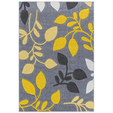 Portland 1096 1 Modern Floral Leaf Carved Flat-Pile Grey/Cream/Yellow Rug