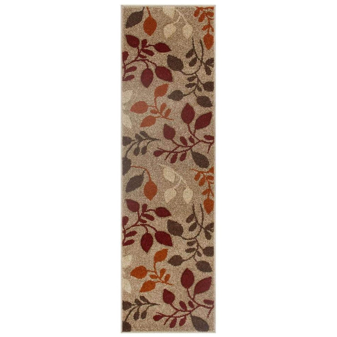 Portland 1096 M Modern Floral Leaf Carved Durable Short Pile Beige/Cream/Red/Terra Rug-Melrose-Rug Love - The Most Loved Rug Store