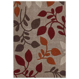 Portland 1096 M Modern Floral Leaf Carved Flat-Pile Beige/Cream/Red/Terra Rug