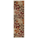 Portland 1096 M Modern Floral Leaf Carved Flat-Pile Beige/Cream/Red/Terra Runner