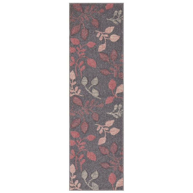 Portland 1096 V Modern Floral Leaf Carved Durable Short Pile Pink/Grey/Cream Runner-Oriental Weavers-Rug Love - The Most Loved Rug Store