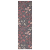 Portland 1096 V Modern Floral Leaf Carved Durable Short Pile Pink/Grey/Cream Runner