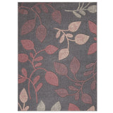 Portland 1096 V Modern Floral Leaf Carved Flat-Pile Pink/Grey/Cream Rug