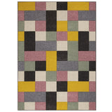 Portland 151 X Modern Geometric Blocks Carved Flat-Pile Multicolour Rug