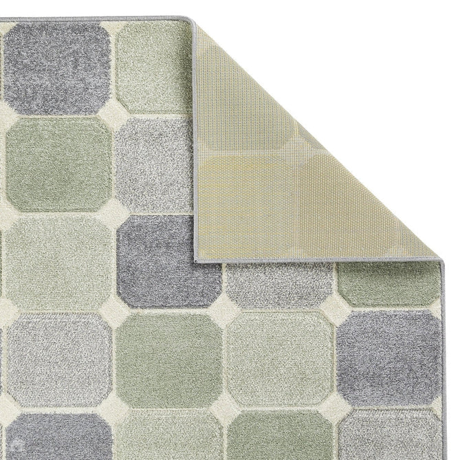 Portland 172 G Modern Geometric Blocks Carved Durable Short Pile Green/Grey/Cream Rug-Melrose-Rug Love - The Most Loved Rug Store