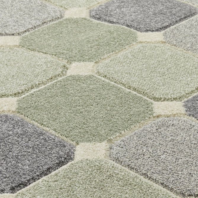 Portland 172 G Modern Geometric Blocks Carved Durable Short Pile Green/Grey/Cream Rug-Melrose-Rug Love - The Most Loved Rug Store