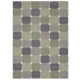Portland 172 G Modern Geometric Blocks Carved Flat-Pile Green/Grey/Cream Rug
